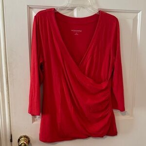 Soft Surroundings Vibrant Red Wrap Blouse